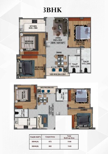 Floor Plan in 2 BHK Apartment at Bankim Nagar – for Sale
