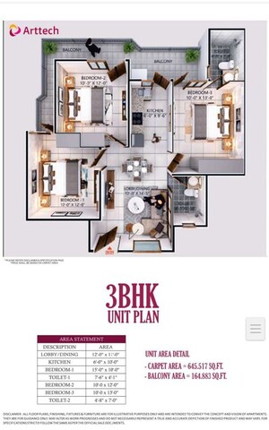 Floor Plan in 3.5 BHK Apartment at Arttech Maulshree Heights, Sector 84 – for Sale