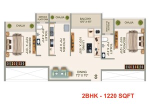 Floor Plan in 2 BHK Apartment at AK Sapphire, Kharghar Sector 34c – for Sale