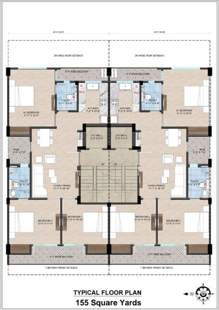 Floor Plan, palda dhaani 3 Bedroom 155 Sq.Yd. Builder Floor In Palda Dhaani Gurgaon 9749792