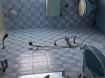 Bathroom in 2 BHK Apartment at Fabian Apartment, Bandra West – for Sale