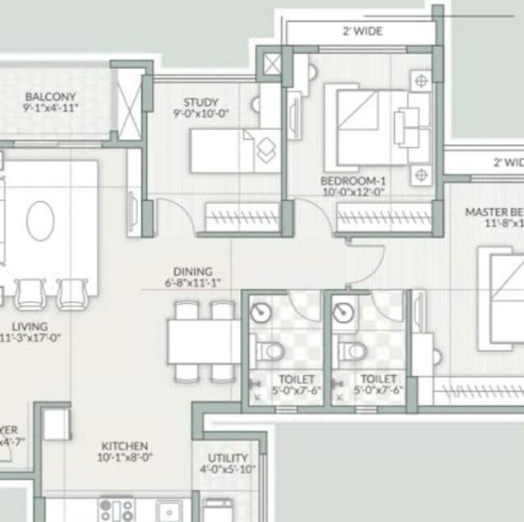 Floor Plan, goyal-orchid-piccadilly 3 Bedroom 1572 Sq.Ft. Apartment In Chokkanahalli Bangalore 9750440