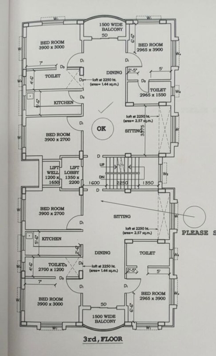 Floor Plan, new town 3 Bedroom 1480 Sq.Ft. Apartment In New Town Kolkata 9750595