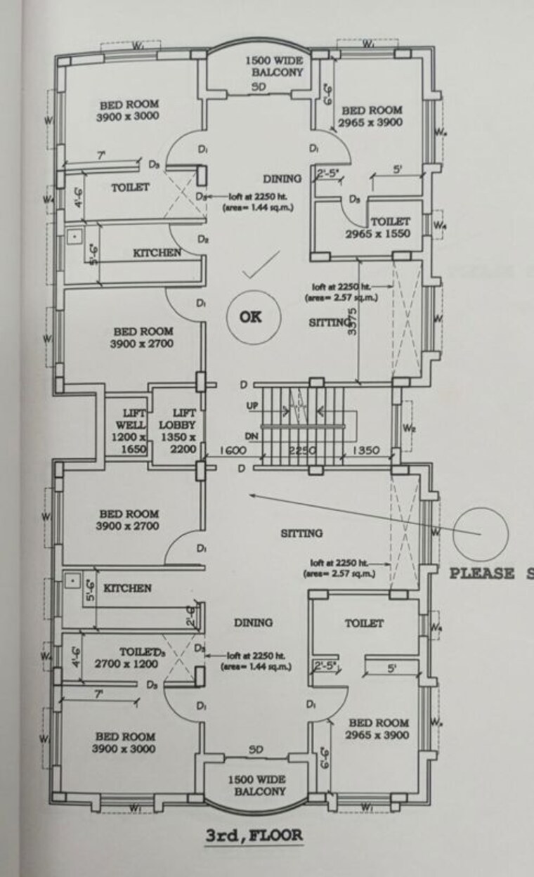 Floor Plan, new town 3 Bedroom 1480 Sq.Ft. Apartment In New Town Kolkata 9750595