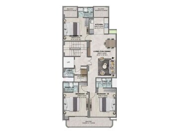 Floor Plan in 3 BHK Builder Floor at Ganga Kashi Residences, Sector 89 – for Sale