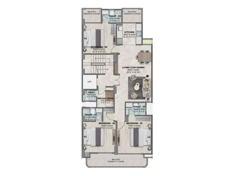 Floor Plan, ganga-kashi-residences 3 Bedroom 1600 Sq.Ft. Builder Floor In Sector 89 Gurgaon 9750813