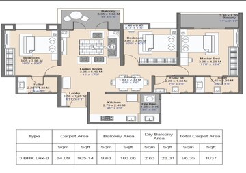 Floor Plan in 2 BHK Apartment at Kharadi – for Sale