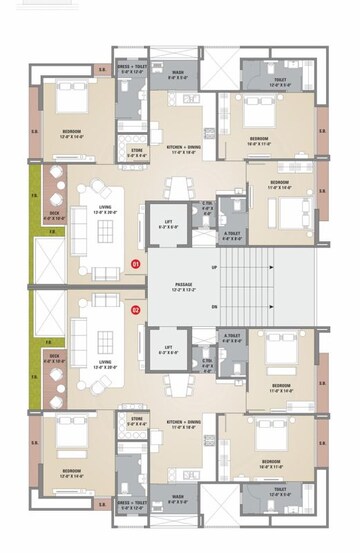 Floor Plan in 4 BHK Apartment at Pal – for Sale