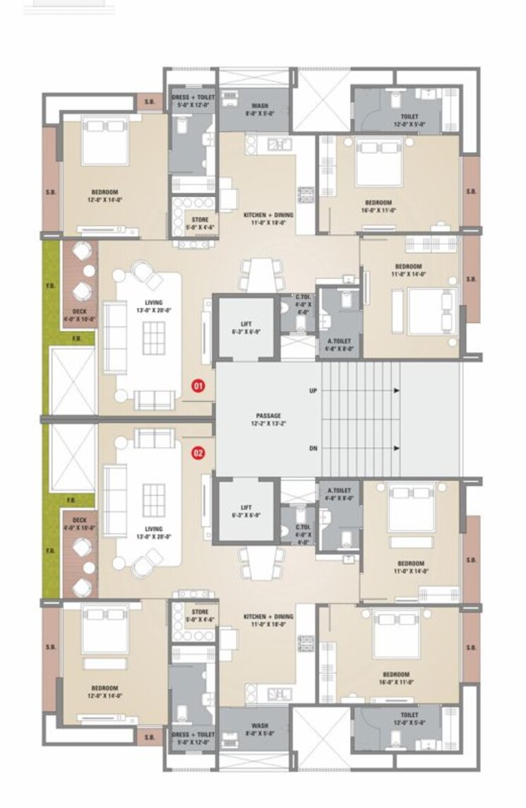 Floor Plan, pal 4 Bedroom 3630 Sq.Ft. Apartment In Pal Surat 9751492