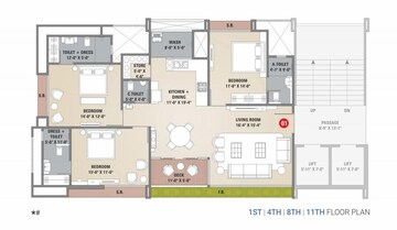 Floor Plan in 4 BHK Apartment at Pal – for Sale