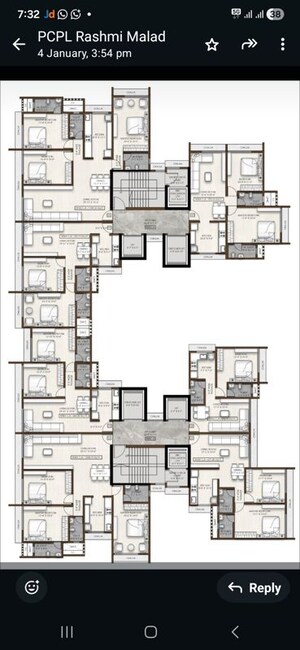 Floor Plan in 3 BHK Apartment at Malad West – for Sale