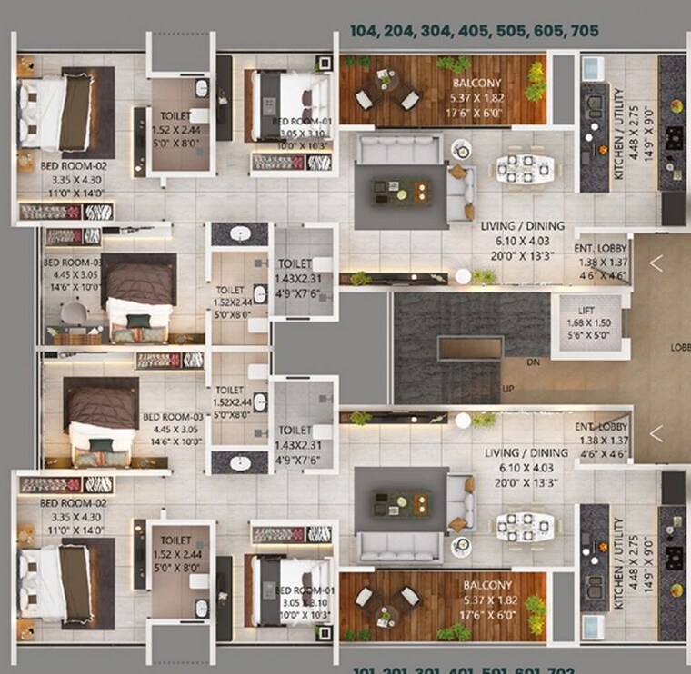 Floor Plan, satara road 3 Bedroom 1163 Sq.Ft. Apartment In Satara Road Pune 9757638