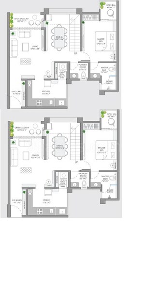 Floor Plan in 3 BHK Apartment at Vilas Javdekar Yashwin Enchante, Kharadi – for Rent
