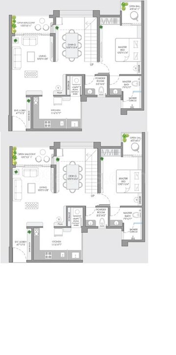Floor Plan in 3 BHK Apartment at Vilas Javdekar Yashwin Enchante, Kharadi – for Rent