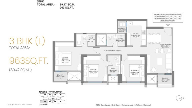Floor Plan, birla-evam 2 Bedroom 707 Sq.Ft. Apartment In Manjri Budruk Pune 9759029