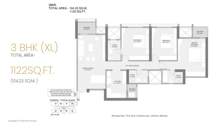 Floor Plan, birla-evam 2 Bedroom 707 Sq.Ft. Apartment In Manjri Budruk Pune 9759029