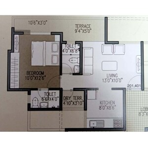 Floor Plan in 1 BHK Apartment at Parshwa Veda, Dhanori – for Sale