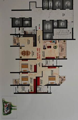 Floor Plan in 3 BHK Apartment at SNN Clermont, Hebbal – for Rent