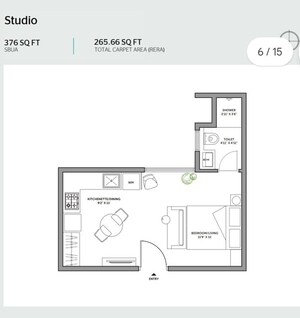 Floor Plan in 1 RK Apartment at Assetz Canvas And Cove, Hosur Road – for Rent