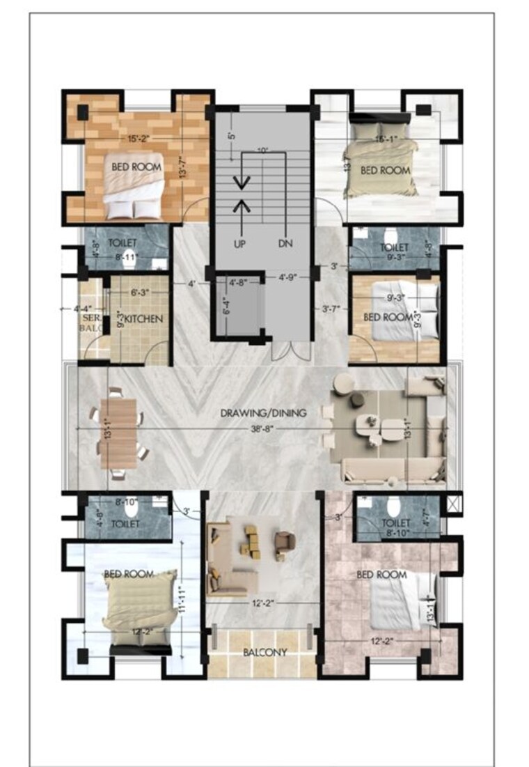 Floor Plan, new alipore 5 Bedroom 3058 Sq.Ft. Apartment In New Alipore Kolkata 9768405