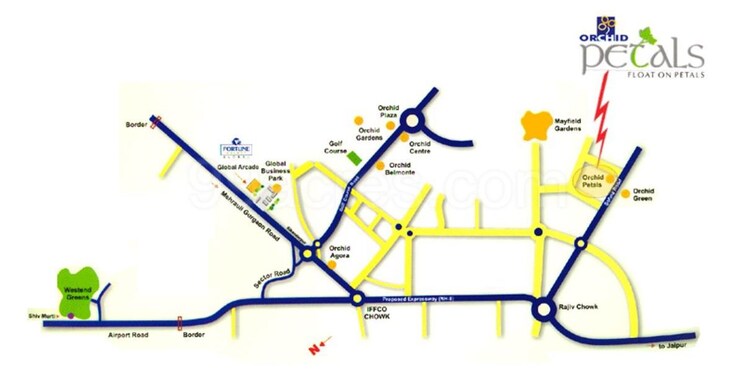 Map Location, orchid-petals 4 Bedroom 2996 Sq.Ft. Apartment In Sector 49 Gurgaon 9769343