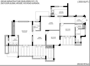 Floor Plan in 4 BHK Apartment at Orchid Petals, Sector 49 – for Sale