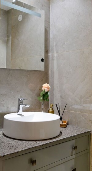 Bathroom in 3 BHK Builder Floor at HLP Palmillas, Vip Road – for Sale