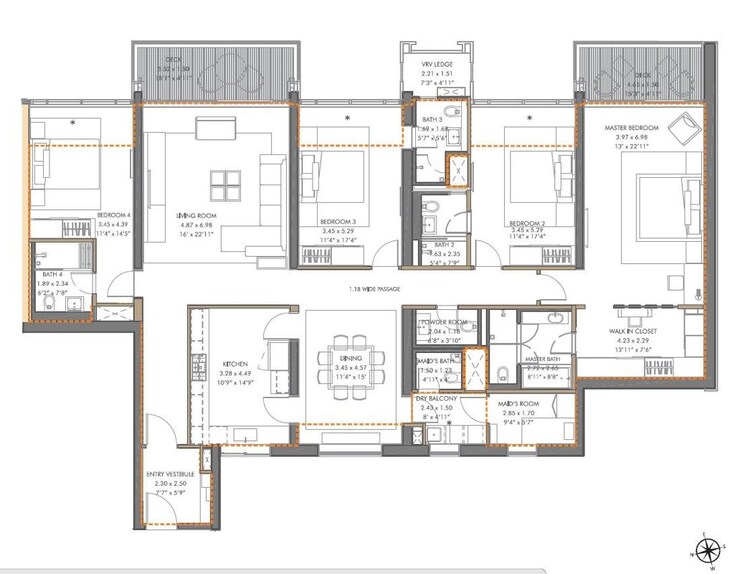 Floor Plan, panchshil-towers 4 Bedroom 3435 Sq.Ft. Apartment In Kharadi Pune 9775113
