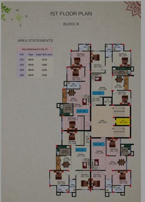 Floor Plan in 3 BHK Apartment at Morabadi – for Sale