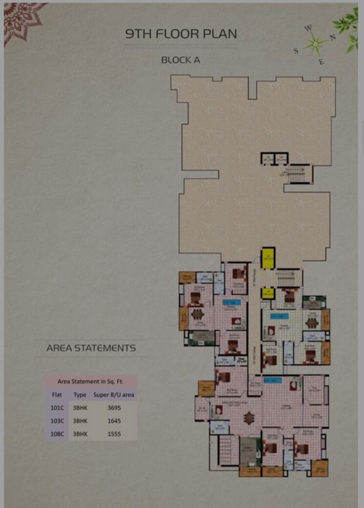 Floor Plan, morabadi 3 Bedroom 1665 Sq.Ft. Apartment In Morabadi Ranchi 9777697
