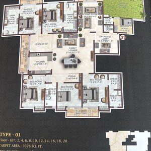 Floor Plan in 5 BHK Apartment at Chinmay Urbanac Sky Mansion, Sushant Golf City – for Sale