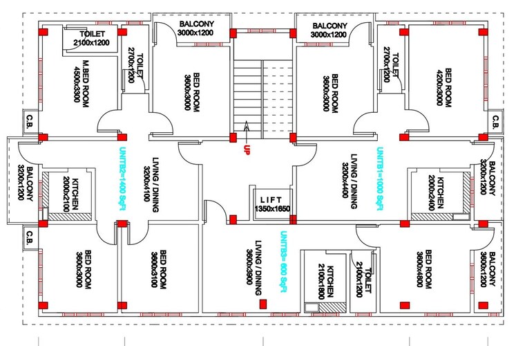 Floor Plan, guwahati shillong road 3 Bedroom 1400 Sq.Ft. Apartment In GuwahatI Shillong Road Guwahati 9779583