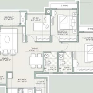 Floor Plan in 3 BHK Apartment at Goyal Orchid Piccadilly, Chokkanahalli – for Rent