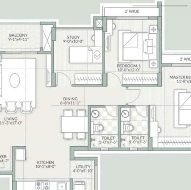 Floor Plan, goyal-orchid-piccadilly 3 Bedroom 1572 Sq.Ft. Apartment In Chokkanahalli Bangalore 9779812