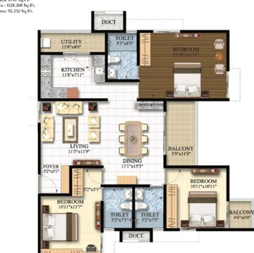 Floor Plan in 3 BHK Apartment at Shriram Luxor, Chikkagubbi Village – for Sale