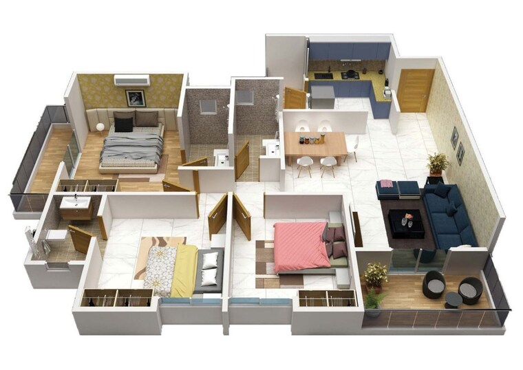 Master Bedroom, nibm road 4 Bedroom 2019 Sq.Ft. Apartment In Nibm Road Pune 9781513