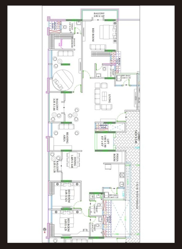 Floor Plan, nibm road 4 Bedroom 2019 Sq.Ft. Apartment In Nibm Road Pune 9781513