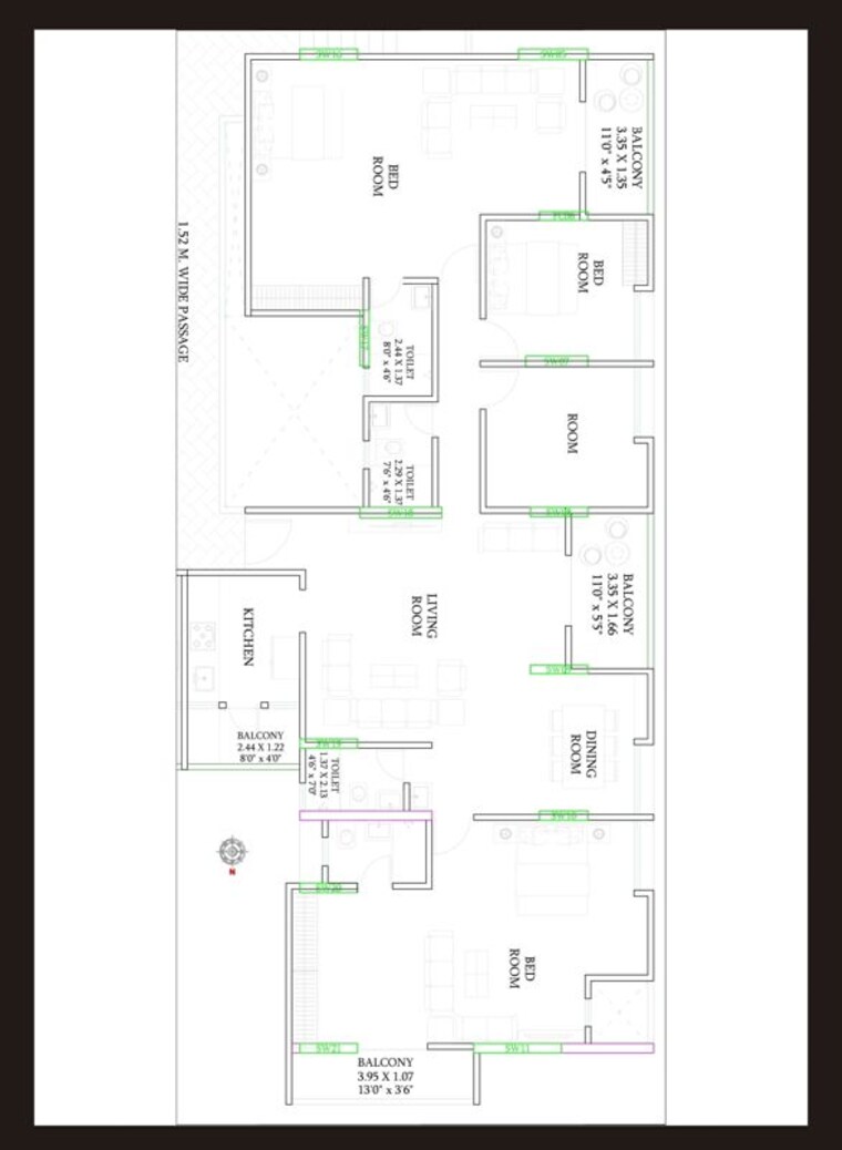 Floor Plan, nibm road 4 Bedroom 1842 Sq.Ft. Apartment In Nibm Road Pune 9781436
