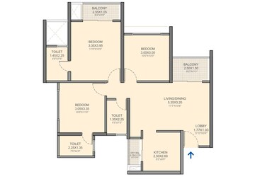 Floor Plan in 3 BHK Apartment at VTP Sierra, Baner – for Sale