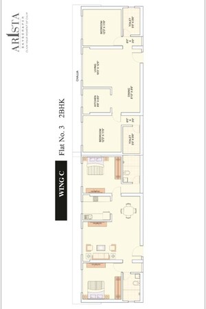 Floor Plan in 2 BHK Apartment at Sahajanand Arista, Goregaon West – for Sale