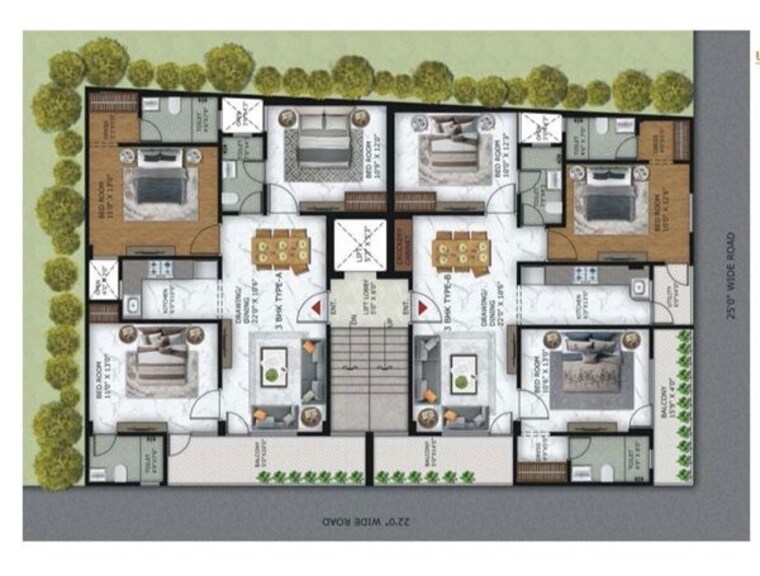 Floor Plan, ultima-107 3 Bedroom 1550 Sq.Ft. Builder Floor In Sector 104 Noida 9786439
