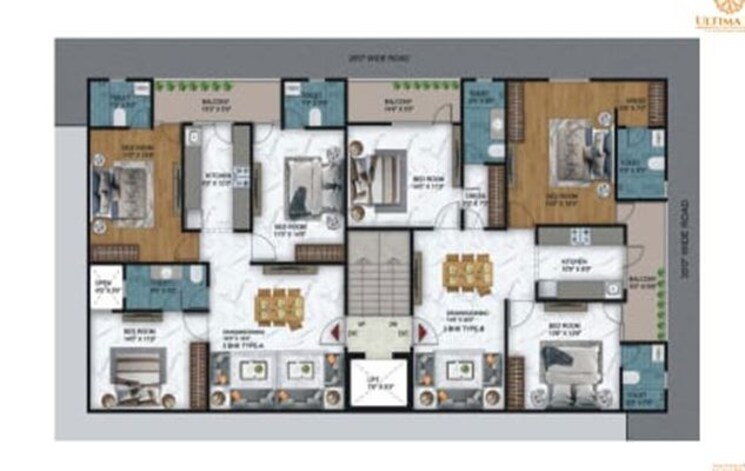 Floor Plan, ultima-107 3 Bedroom 1715 Sq.Ft. Builder Floor In Sector 104 Noida 9786949