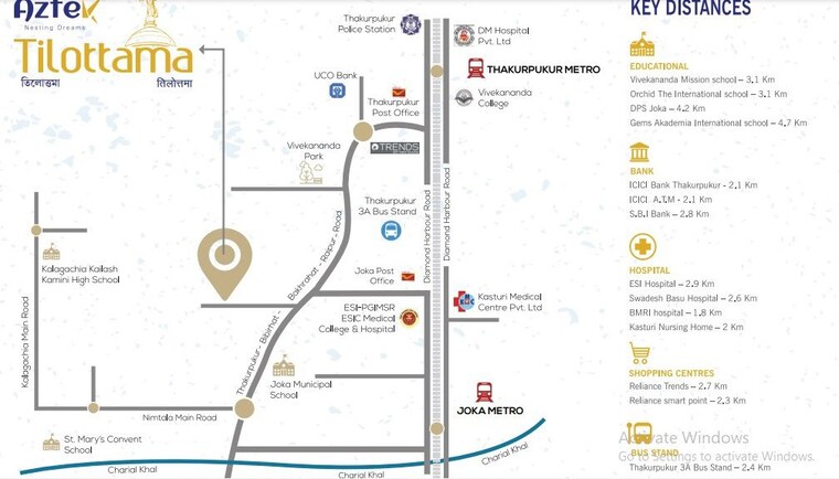 Map Location, aztek-tilottama 2 Bedroom 755 Sq.Ft. Apartment In Thakurpukur Kolkata 9787202