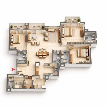Floor Plan in 3 BHK Apartment at Prestige Silver Oak Apartment, Whitefield – for Sale