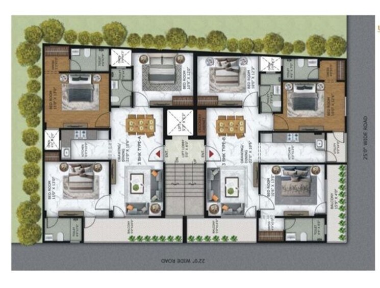 Floor Plan, ultima-107 3 Bedroom 1540 Sq.Ft. Builder Floor In Sector 104 Noida 9786257