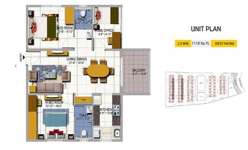 Floor Plan in 2.5 BHK Apartment at Urbanrise On Cloud 33, Bachupally – for Sale