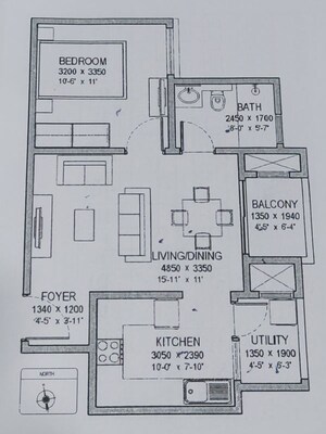 Floor Plan in 1 BHK Apartment at Sobha Lake Garden, Kr Puram – for Sale