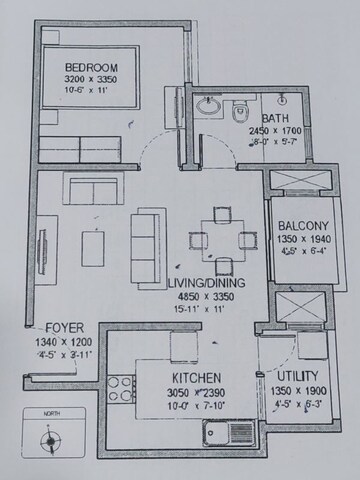 Floor Plan in 1 BHK Apartment at Sobha Lake Garden, Kr Puram – for Sale
