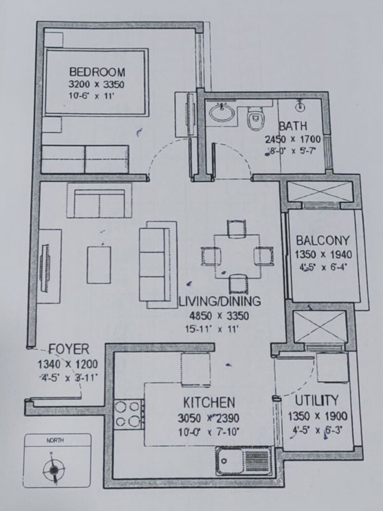 Floor Plan, sobha-lake-garden 1 Bedroom 765 Sq.Ft. Apartment In Kr Puram Bangalore 9112907