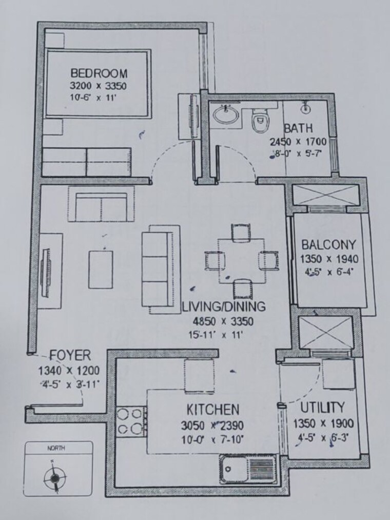 Floor Plan, sobha-lake-garden 1 Bedroom 765 Sq.Ft. Apartment In Kr Puram Bangalore 9112907